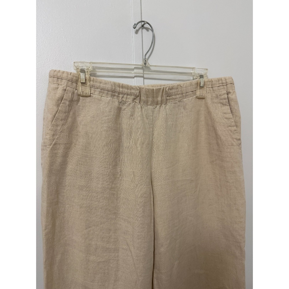 Charter Club Luxury Linen Pants Women M Beige Coastal Preppy Old Money Vacation - Picture 2 of 9